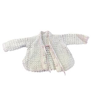 Vtg Ivory Baby Crochet Sweater, 3-6 months